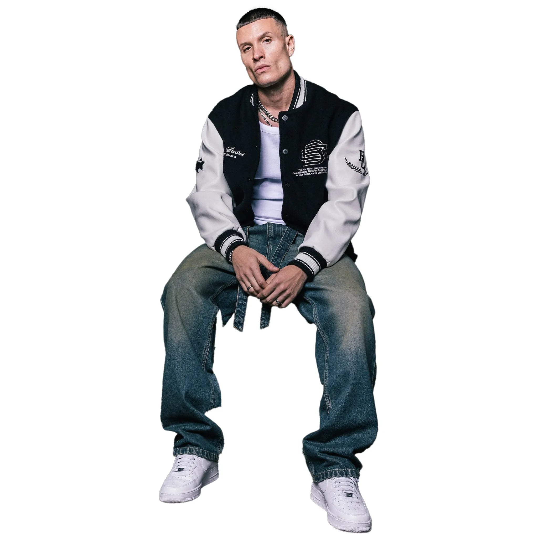 Front View of Bénir Clothing Relaxed Rust Blue Jeans REL-BLUGRN